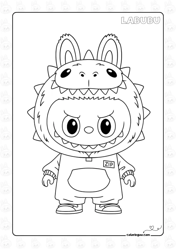 Labubu in Costume Coloring Page