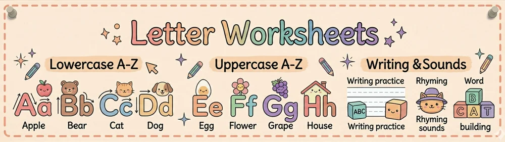 Letter Worksheets Banner