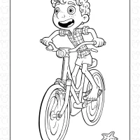 Luca Rides a Bike Coloring Page