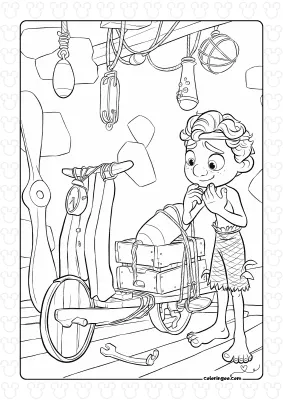 Luca and Vespa Scooter Coloring Page