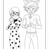 Marinette and Adrien Coloring Page