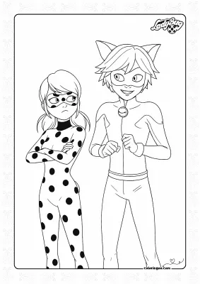 Marinette and Adrien Coloring Page