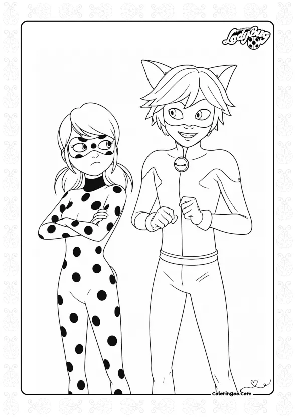 Marinette and Adrien Coloring Page