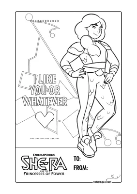 Mermista Valentines Day Card Coloring Page