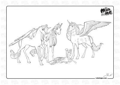 Mia And Me Unicorns Coloring Page