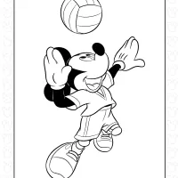 Mickey Plays Volleyball Coloring Page