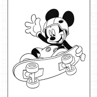 Mickey Skateboarding Coloring Page