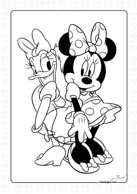 Minnie Mouse and Daisy Duck Coloring Page
