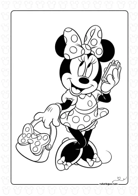 Minnie Mouse on the Phone Coloring Page