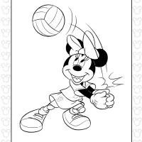 Minnie Plays Volleyball Coloring Page