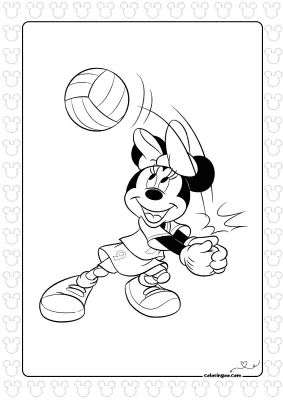 Minnie Plays Volleyball Coloring Page