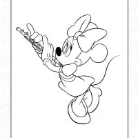 Minnie with a Flute Coloring Page