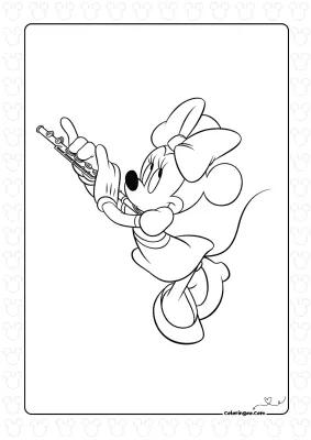 Minnie with a Flute Coloring Page