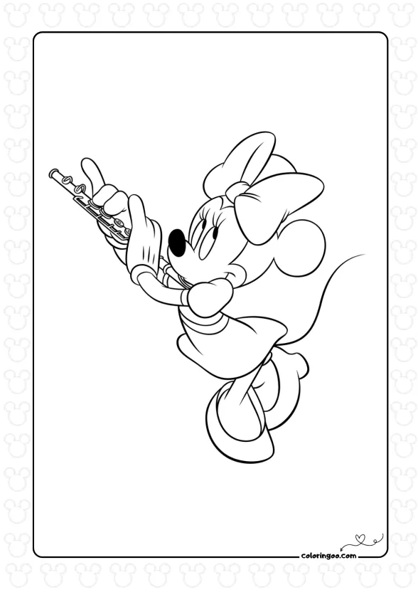 Minnie with a Flute Coloring Page 1 Minnie with a Flute Coloring Page