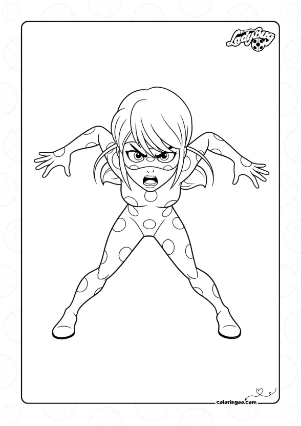 Miraculous Ladybug Cartoon Coloring Sheet