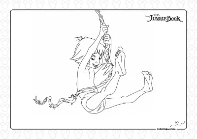 Mowgli Swinging from a Vine
