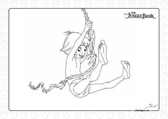 Mowgli Swinging from a Vine