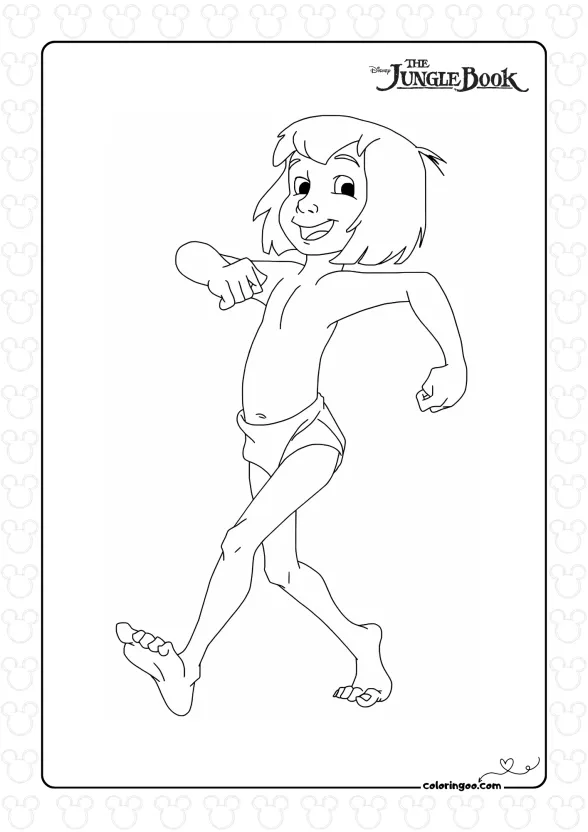 Mowgli Walking Coloring Page