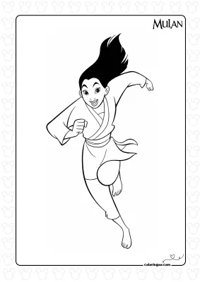 Mulan Running Coloring Page