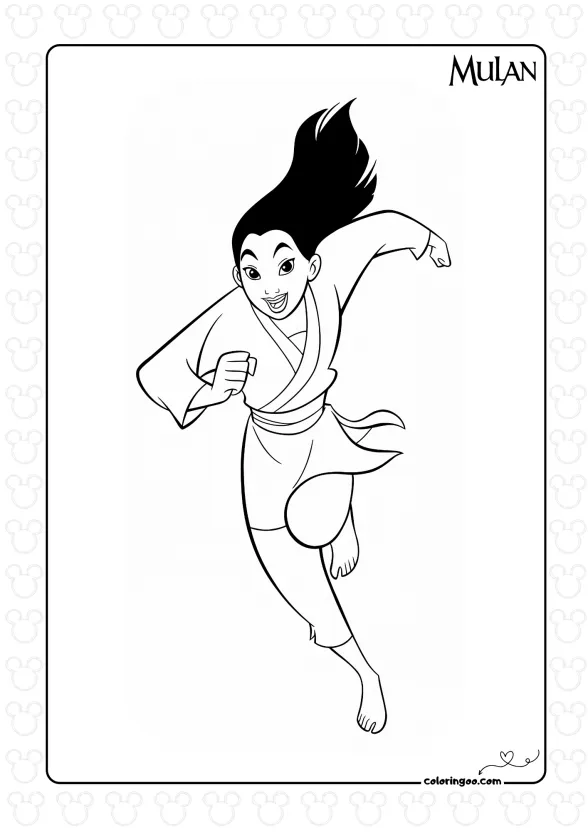 Mulan Running Coloring Page