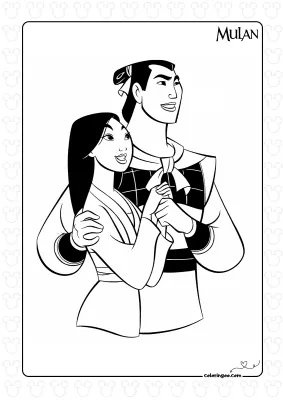 Mulan and Shang Coloring Page