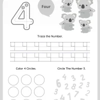 Number 4 Tracing Worksheet
