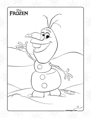 Olaf Walking on Snow Coloring Page