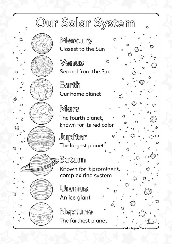 Our Solar System Simple Worksheet
