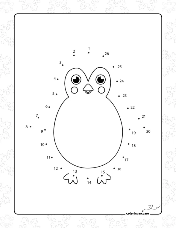 Penguin Dot to Dot Game Worksheet