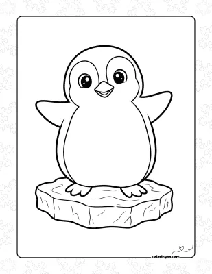 Penguin on the Ice Coloring Page
