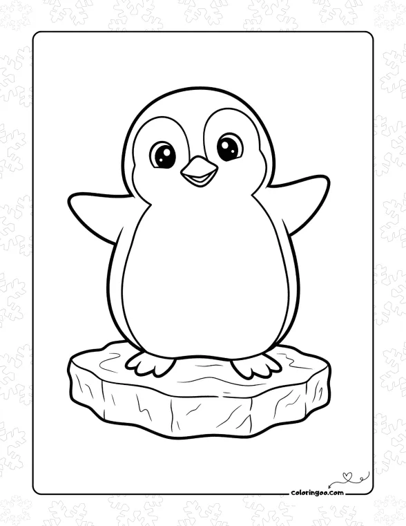 Penguin on the Ice Coloring Page 1 Penguin on the Ice Coloring Page