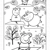 Peppa George Mummy and Daddy Pig Doing Yoga