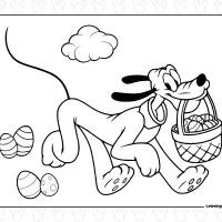 Pluto Easter Eggs Coloring Page