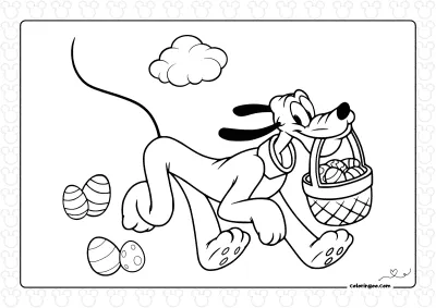 Pluto Easter Eggs Coloring Page