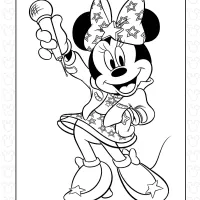 Pop Star Minnie Mouse Coloring Page