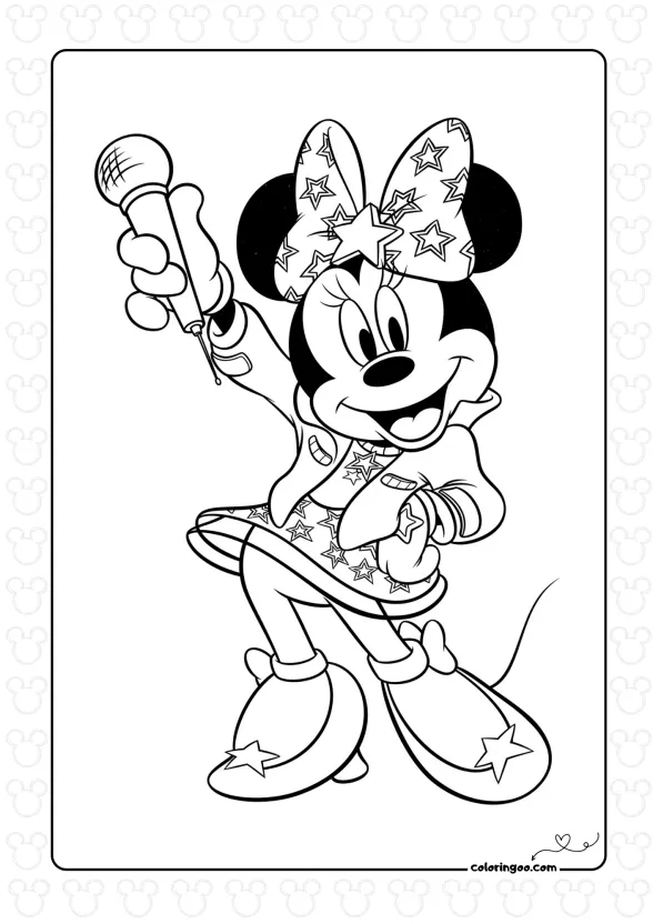 Pop Star Minnie Mouse Coloring Page 1 Pop Star Minnie Mouse Coloring Page