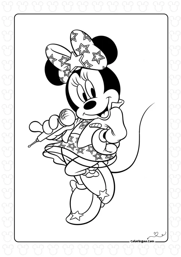 Pop Star Minnie Mouse Coloring Sheet