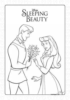 Princess Aurora and Prince Philip Coloring Page