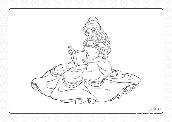 Princess Belle Colouring Sheet 1 Princess Belle Colouring Sheet