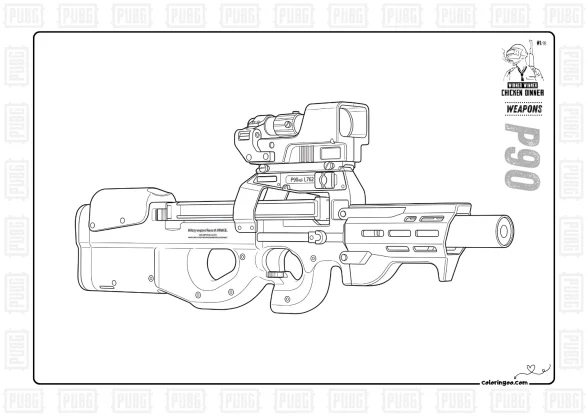 Pubg Weapons P90 Coloring Page
