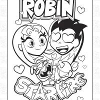 Robin and Starfire Coloring Sheet