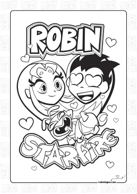 Robin and Starfire Coloring Sheet