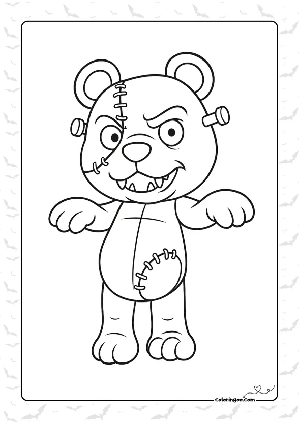 Scary Teddy Bear Coloring Page