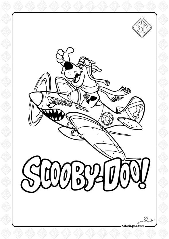 Scooby-Doo Plane Pilot Coloring Page 1 Scooby-Doo Plane Pilot Coloring Page