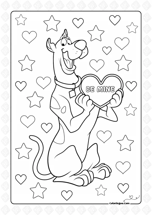 Scooby Doo Valentine Coloring Page