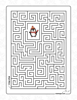 Simple Penguin Maze Puzzle Worksheet