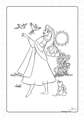 Sleeping Beauty Cartoon Coloring Sheet