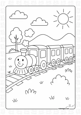 Smiling Train Coloring Page