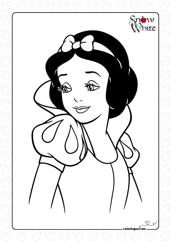 Snow White Portrait Coloring Page 1 Snow White Portrait Coloring Page