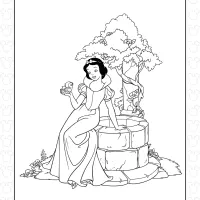 Snow White at the Well Coloring Page